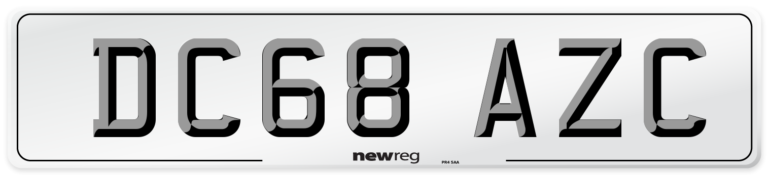 DC68 AZC Number Plate from New Reg